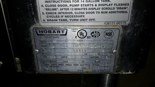Used Hobart AM15 Straight-Thru 208-240V/60Hz/3Ph Dishwasher