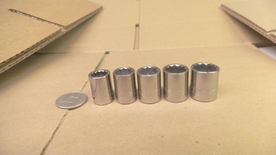 Craftsman USA 5 pc 12pt 3/8 drive MM shallow sockets, sizes 11 12 13 14 and 15mm
