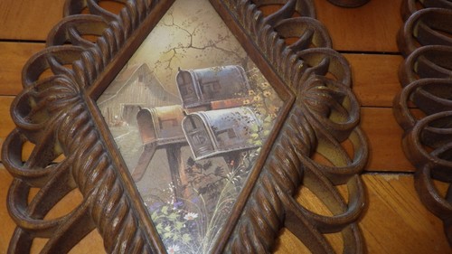 4 Brown HOMCO Home Interiors Diamond Scroll Wall Plaques 4 14.25