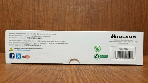 Midland WR120B NOAA Weather Alert Hazard Public Alert Certified Radio Tornado