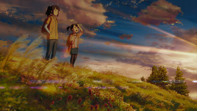 Landscape anime grass kimi no na wa sky clouds miyamizu Custom Gaming Mat Desk