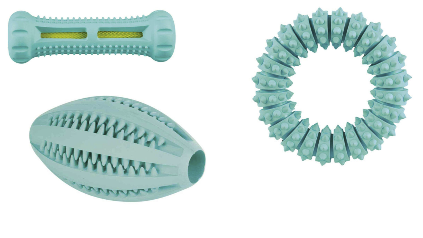  Denta Fun Stick Ring Rugbyball Aktiv Hund Dog Hundespielzeug Minzgeschmack
