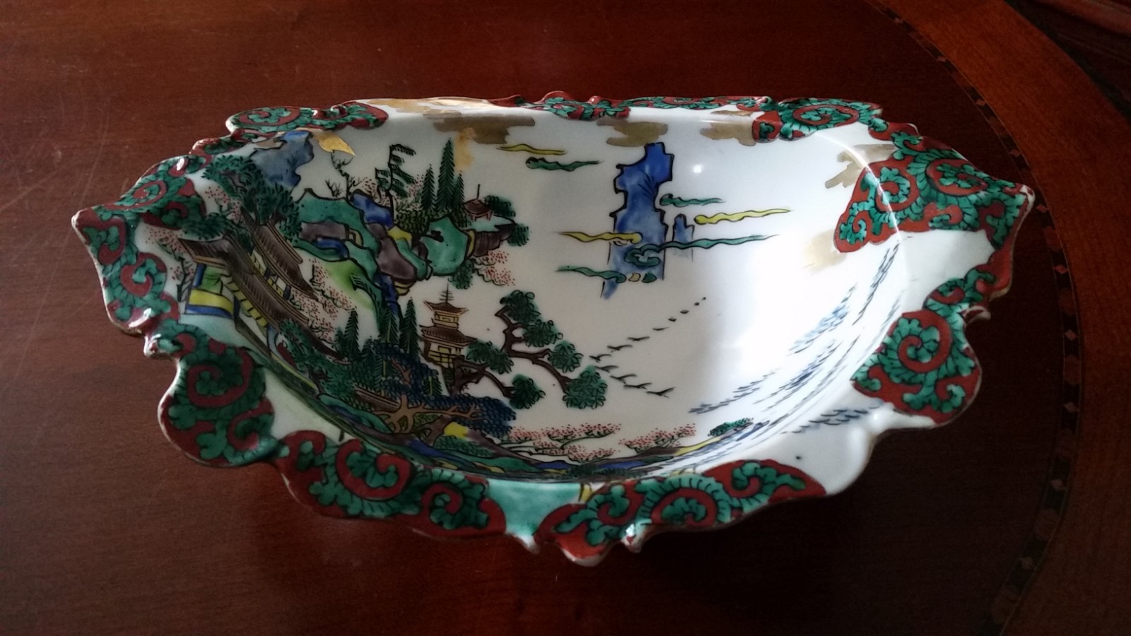 Unusual Chinese Eggshell Porcelain Bowl with Hand Painted Scene