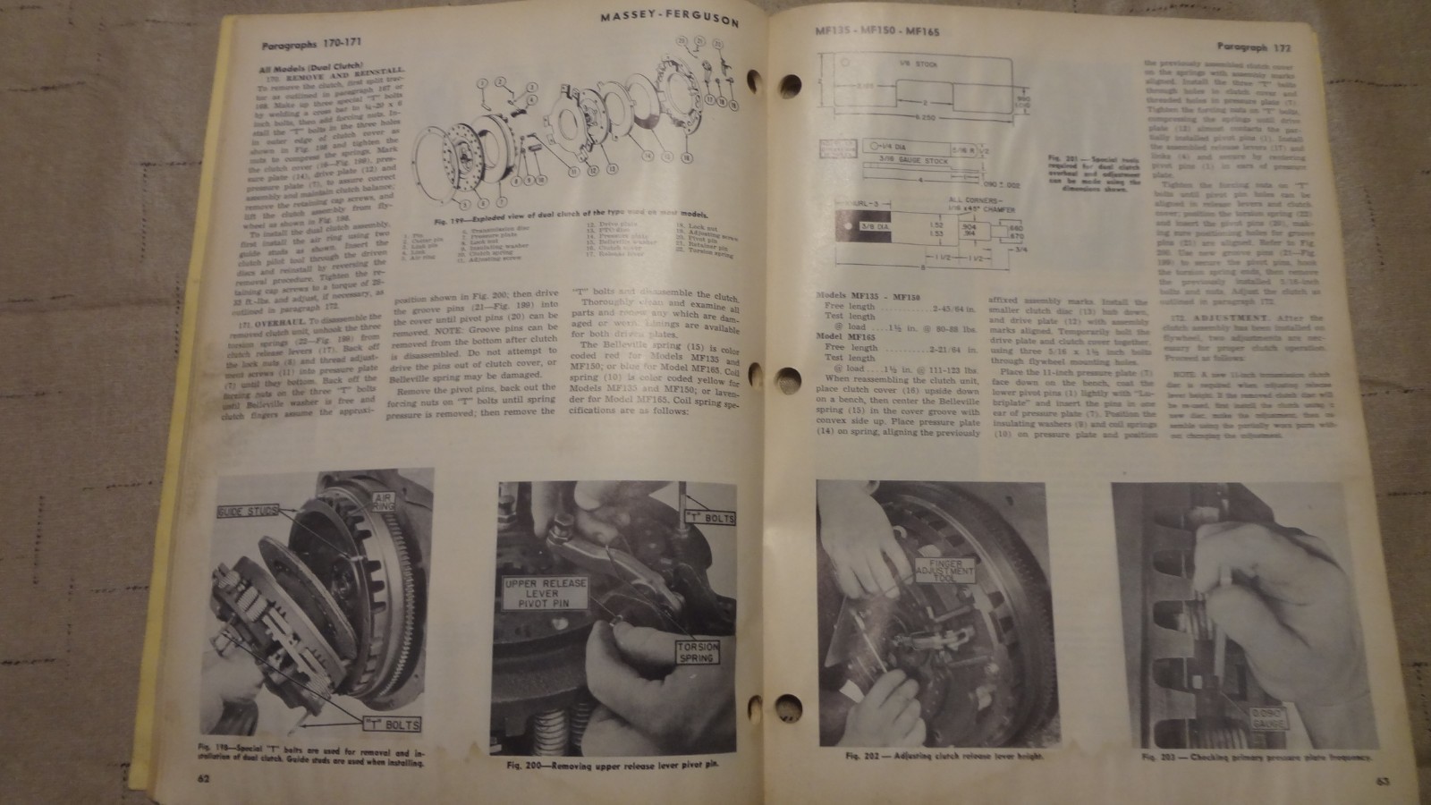 I&T Massey Ferguson MF135 MF150 MF165 Tractor Shop Service Manual MF-27 1969