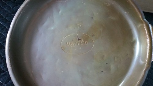 RARE Vintage UNITED AIRLINES Copper Wood Handle Skillet Sheild and Star Stamped