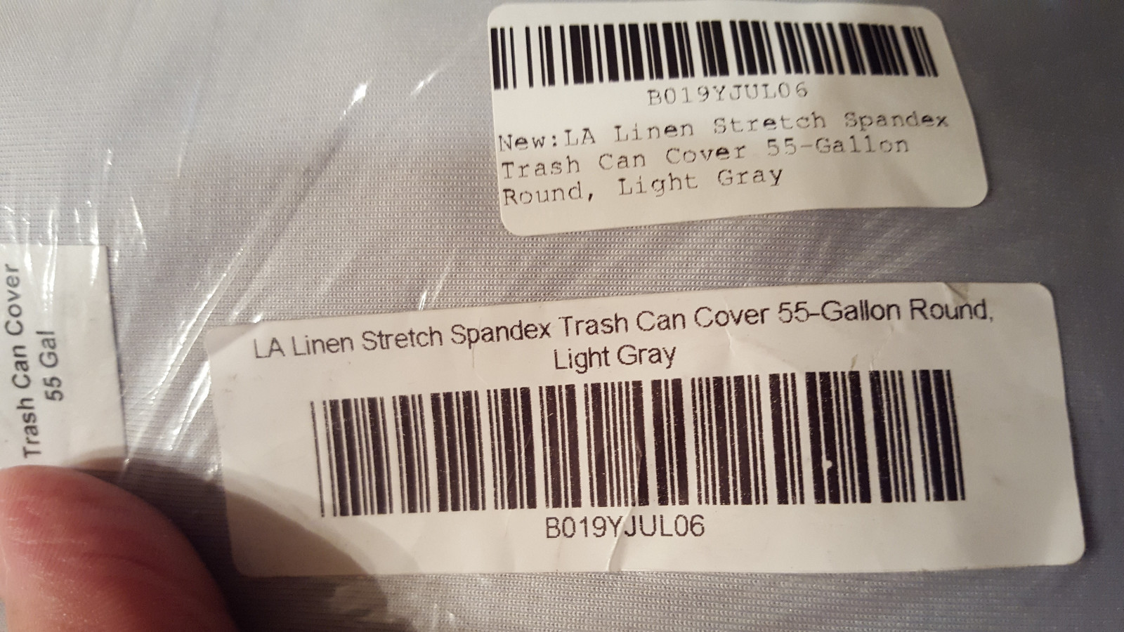 LA Linen Stretch Spandex Trash Can cover 55-Gallon Round. Made in USA