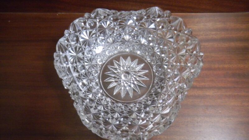 RUSSIAN pattern 10" bowl American Brilliant cut glass Hawkes Libbey Hawkes Clark