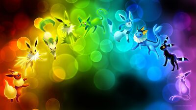 Pokemon eevee evolution rainbows colorful pokmon leafeon playmat gaming mat