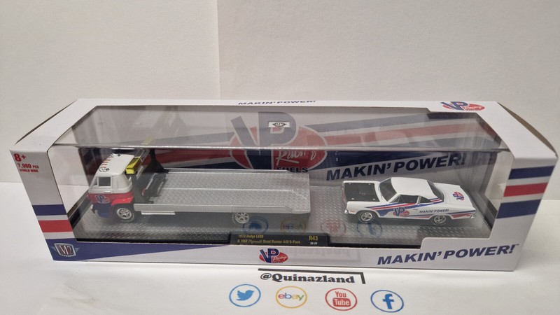 M2 Machines Auto Haulers 1970 Dodge L600 Vp Racing, White & 1960 Plymouth (C15)