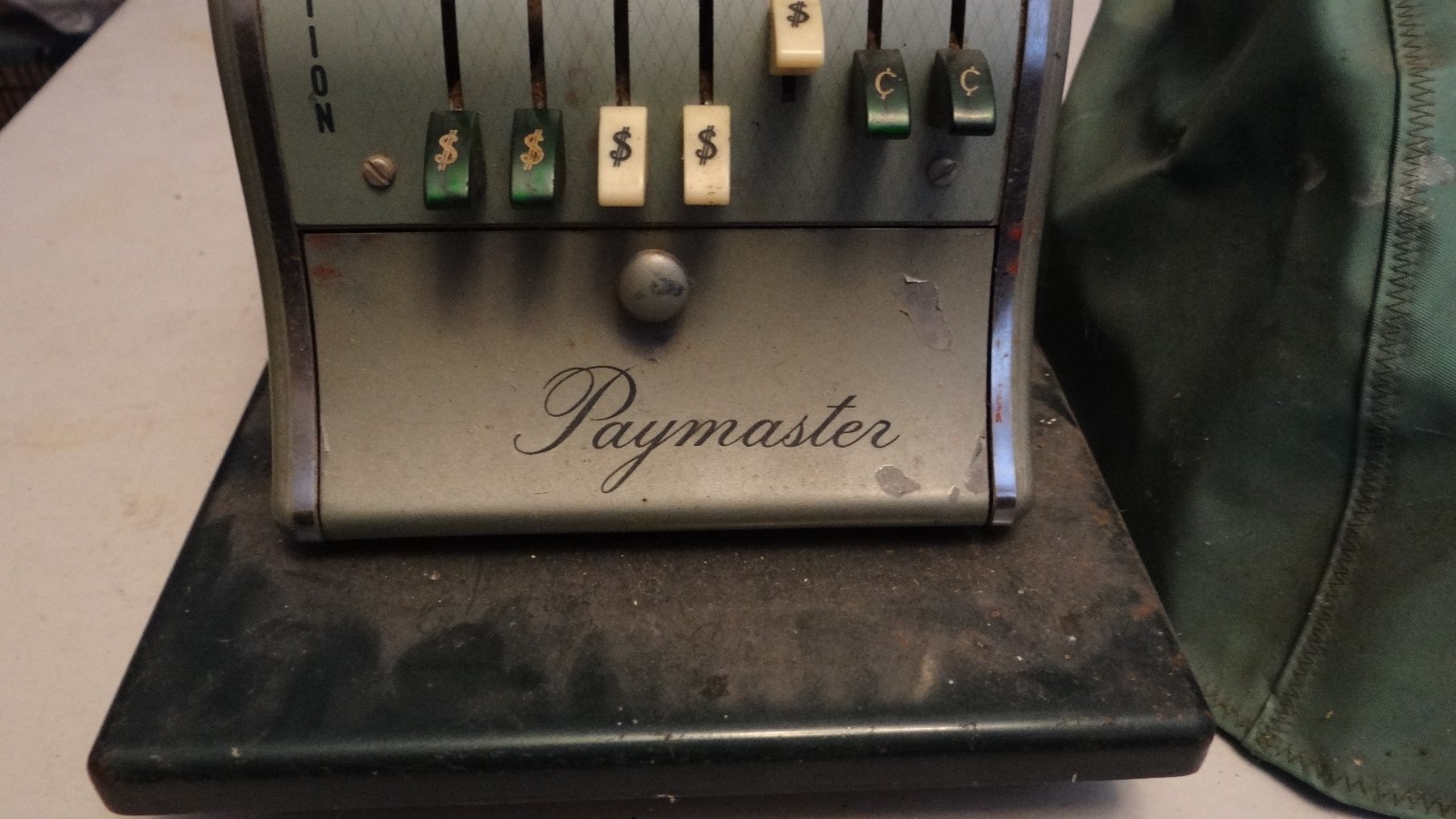 Vintage Paymaster S-1000 Check Writer Embosser Stamper With Key Turquoise