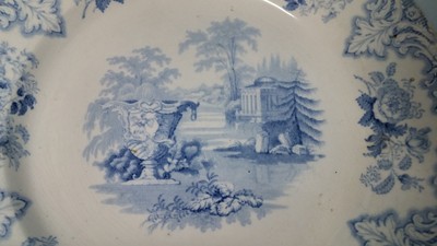 Antique Staffordshire Soup Bowl MANSION Blue Scenic Transfer ware Edwards
