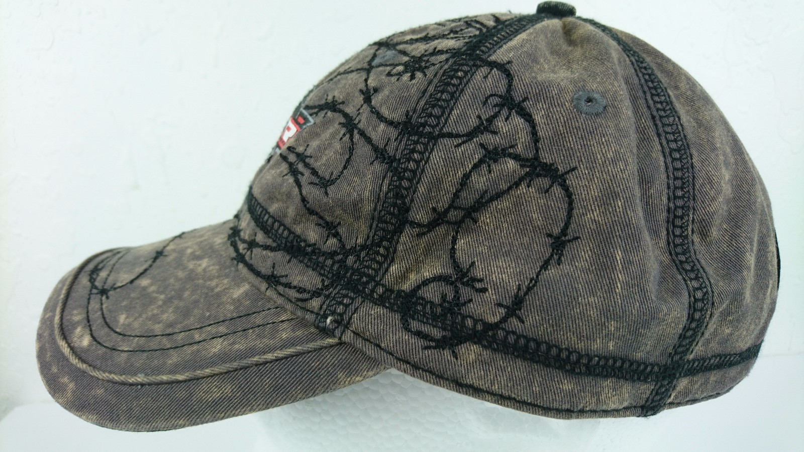Professional Bull Riders PBR Strapback Camo Adjustable Acid Wash Barb Wire Hat