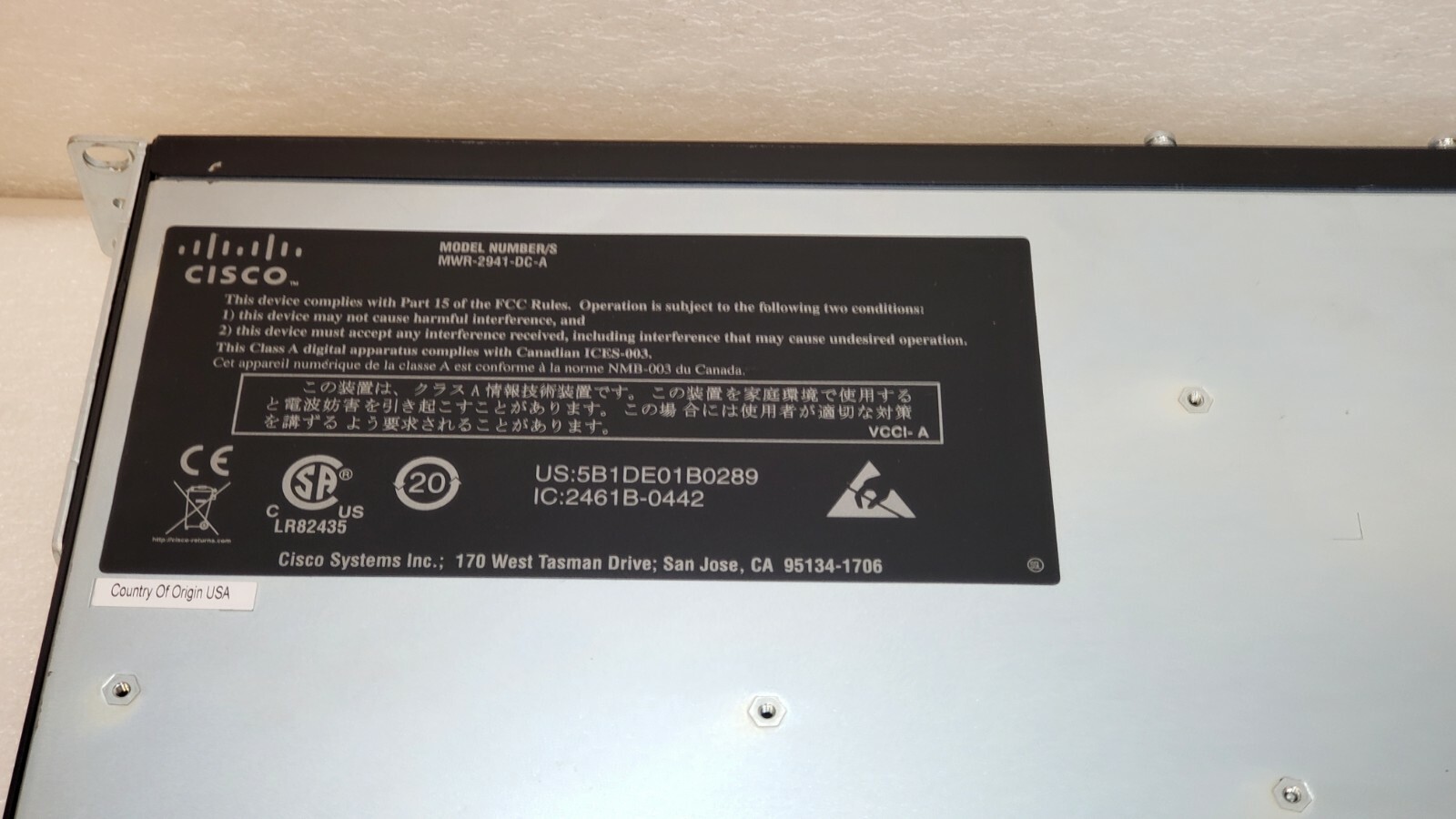 Cisco MWR-2941-DC-A VO3 4-Port Gigabit Mobile Wireless Router RAN DC