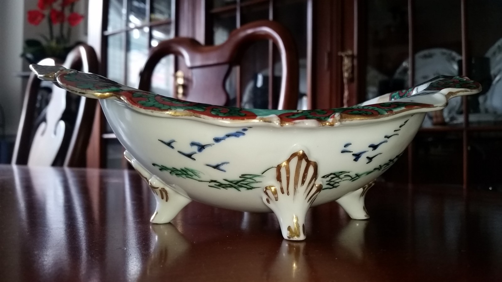 Unusual Chinese Eggshell Porcelain Bowl with Hand Painted Scene
