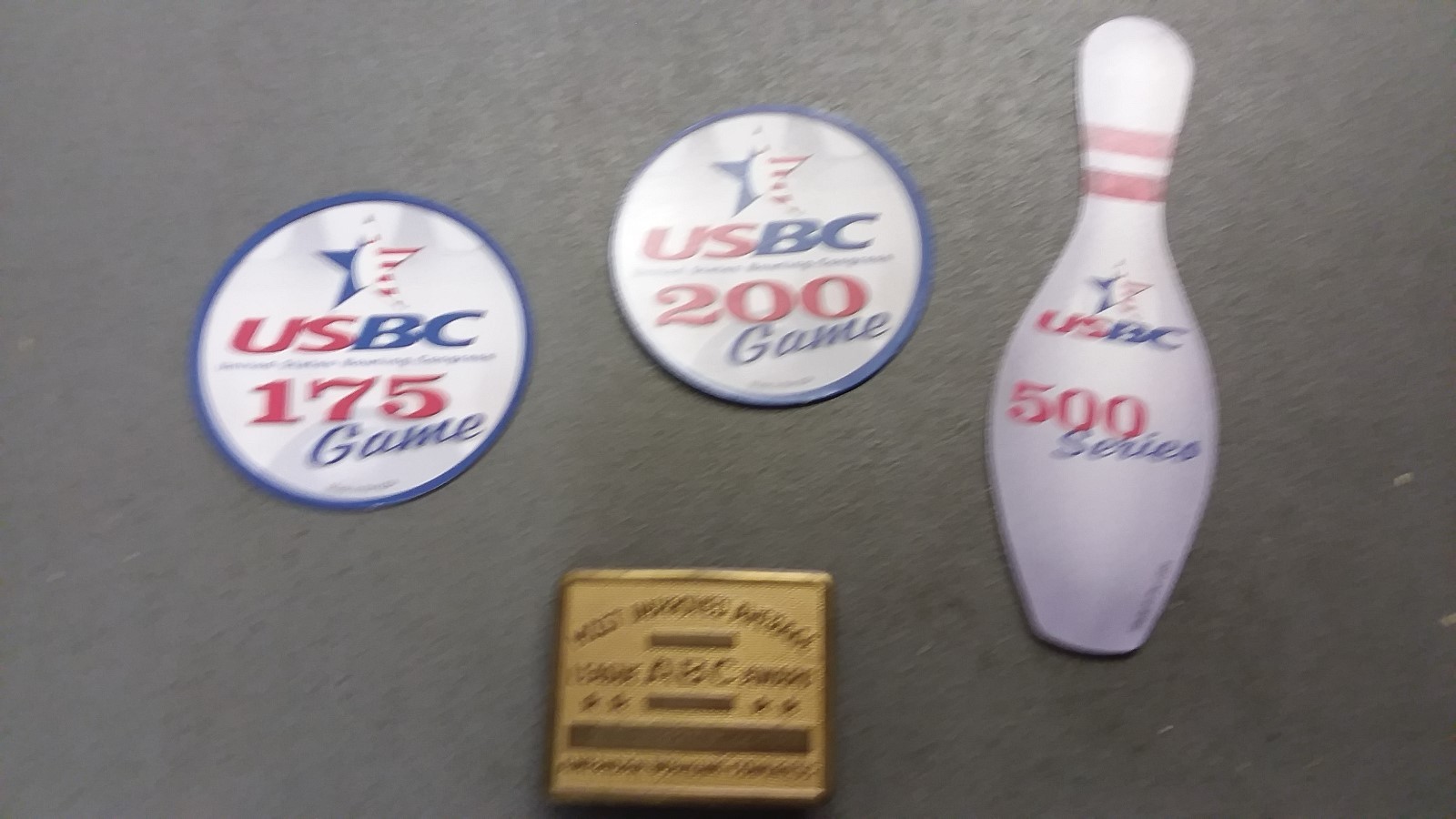 USBC United States Bowling Congress League 3 magnets 175 200 500 & Buckle