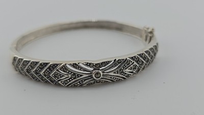 Marcasite Silver 925 Bangle Bracelet Vintage