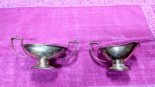 Antique Van Bergh Silver Plate Company Creamer and Sugar Set Tarnished, no dings