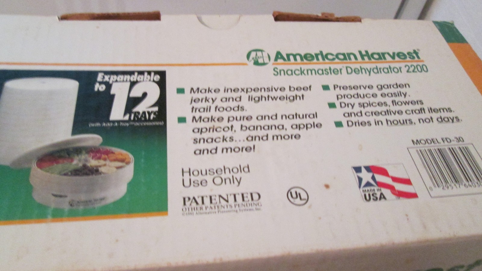 New in Box American Harvest Snackmaster Dehydrator 2200 w/ trays