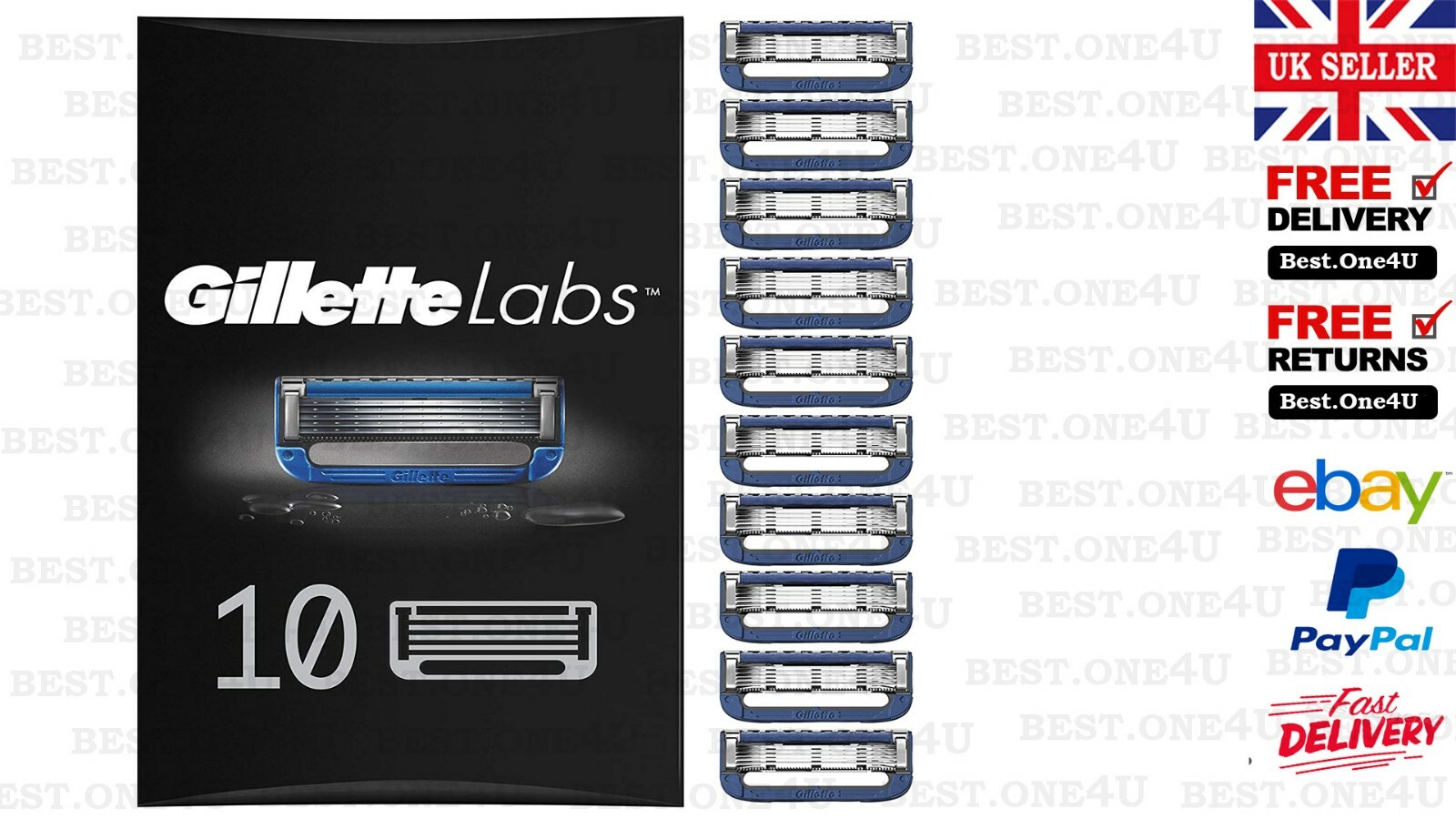 GILLETTE LABS HEATED RAZOR FOR MEN TRAVEL KIT/ 10 Refill Blades*UK SELLER* eBay