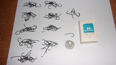 96 Vintage Mustad 7948 A Size 4 Bronzed Viking Fly Hooks - NOS