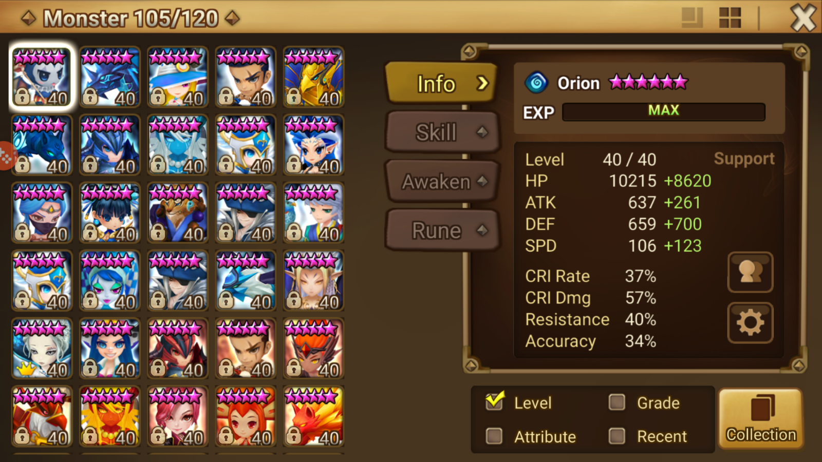 Global Summoners Account with 88 6* C3,Psamathe,Kabilla+195,Lora(rare),+Tablo