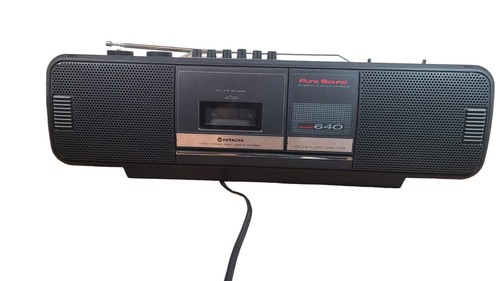 Vtg Hitachi TRK-640W Boombox Radio Works Great, Cassette Not