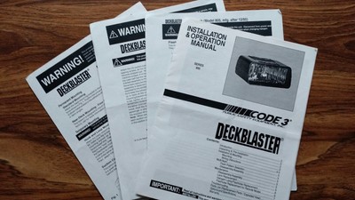 Code 3 DeckBlaster Installation and Operation Manual 4 Sections Mint Free Ship