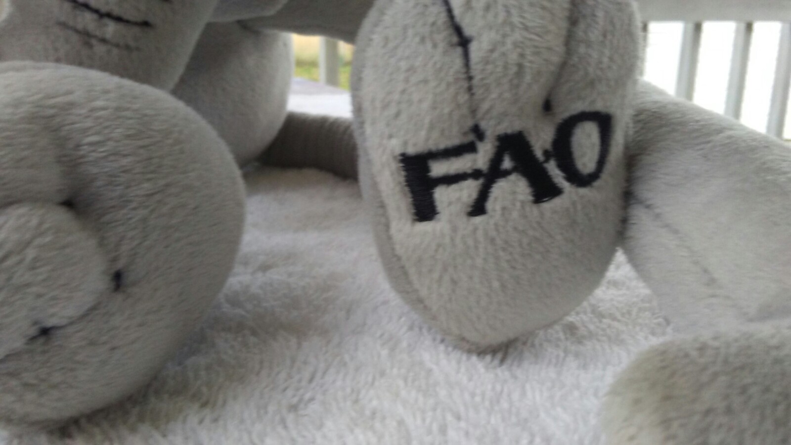 Plush FAO Schwarz Elephant NWT Light Grey Color with Adjustable Arms and Legs