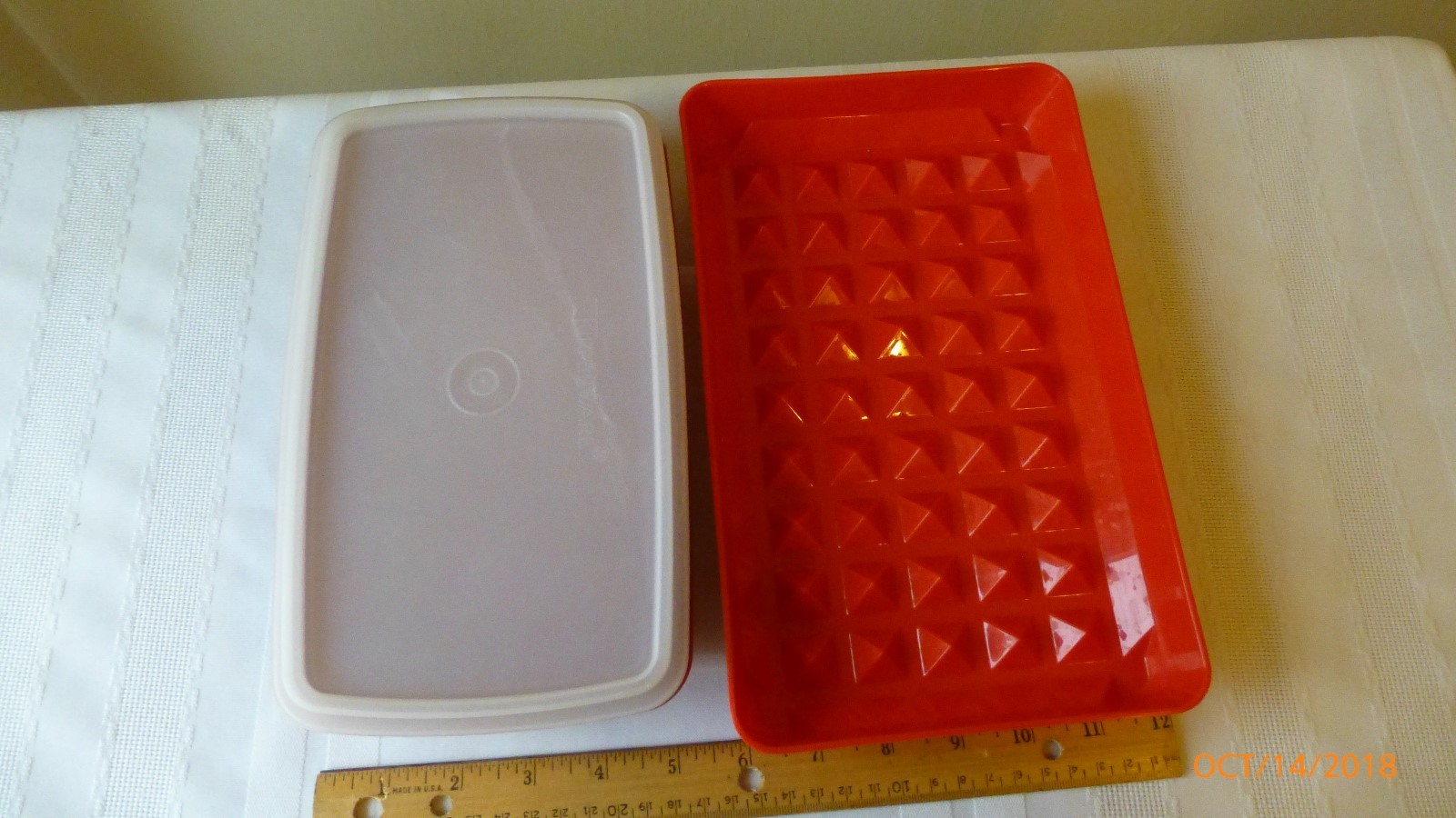 Vintage Tupperware Meat Marinade Lunch Meat Keeper Paprika Red Set of 2
