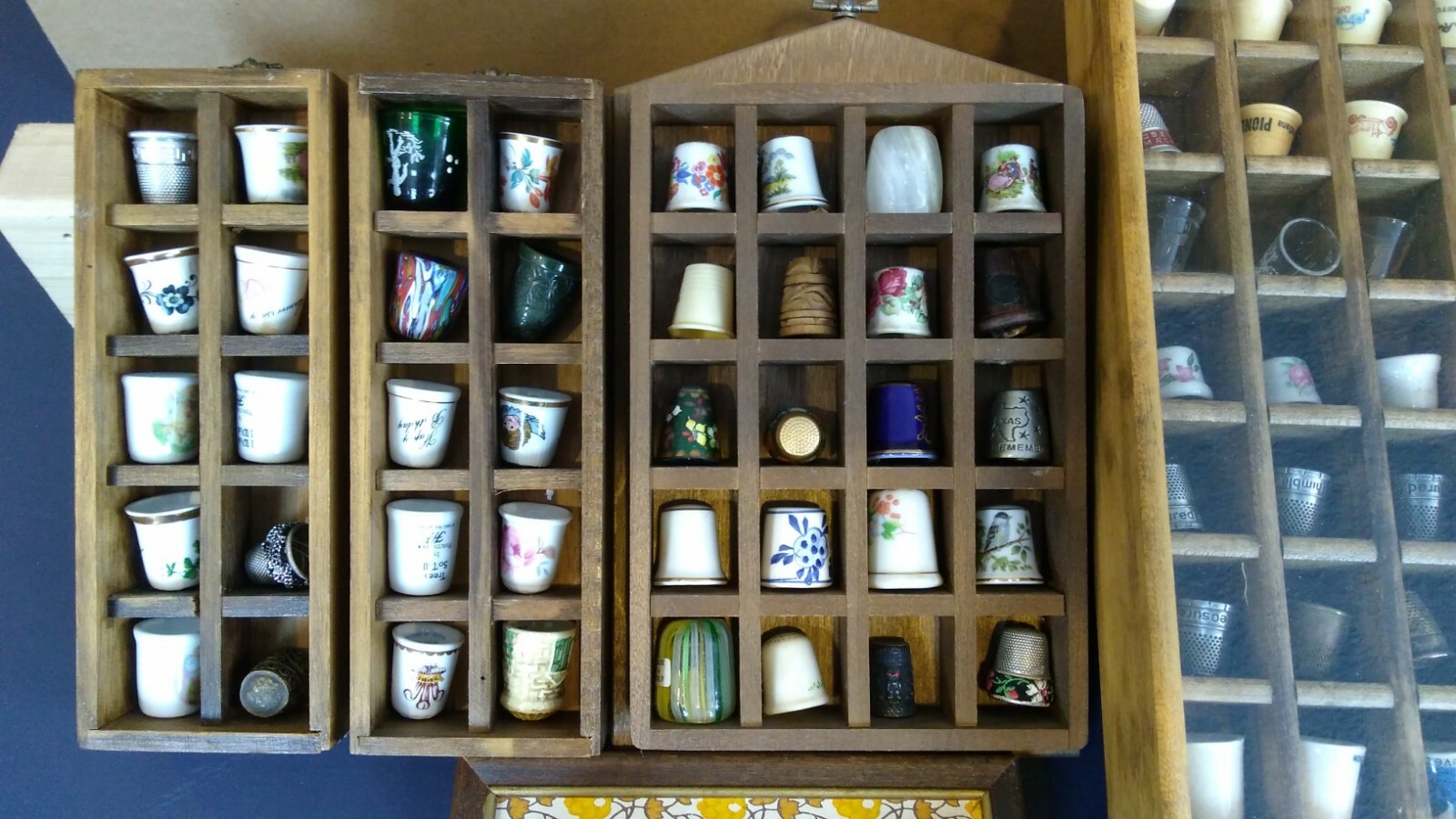 Antique Thimble Collection Complete With (5) Wall Racks and Small Plaque