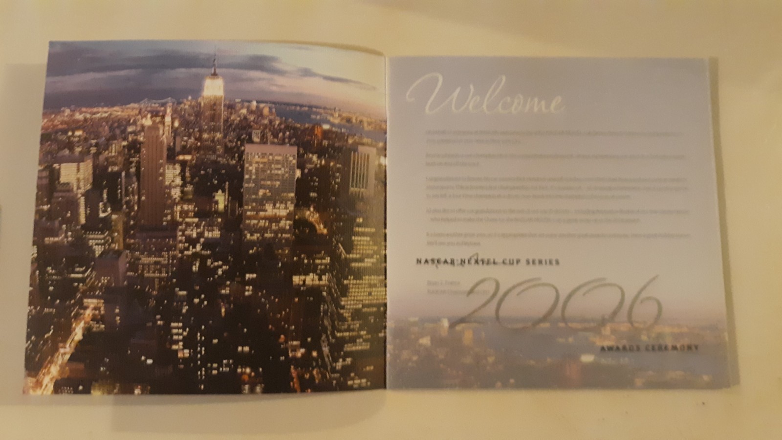 2006 AUTOGRAPHED JIMMIE JOHNSON CHAMPIONSHIP NASCAR AWARDS BANQUET PROGRAM