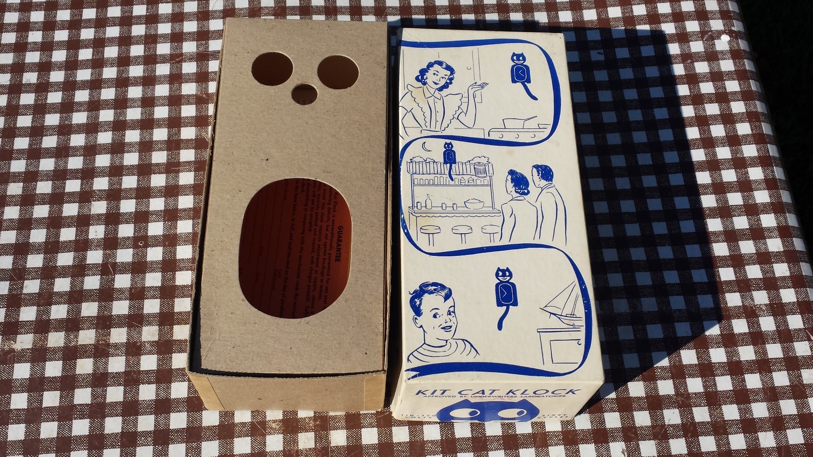 Vintage 1950's KIT CAT KLOCK Clock Black Kat Box & Paperwork Only NO CLOCK