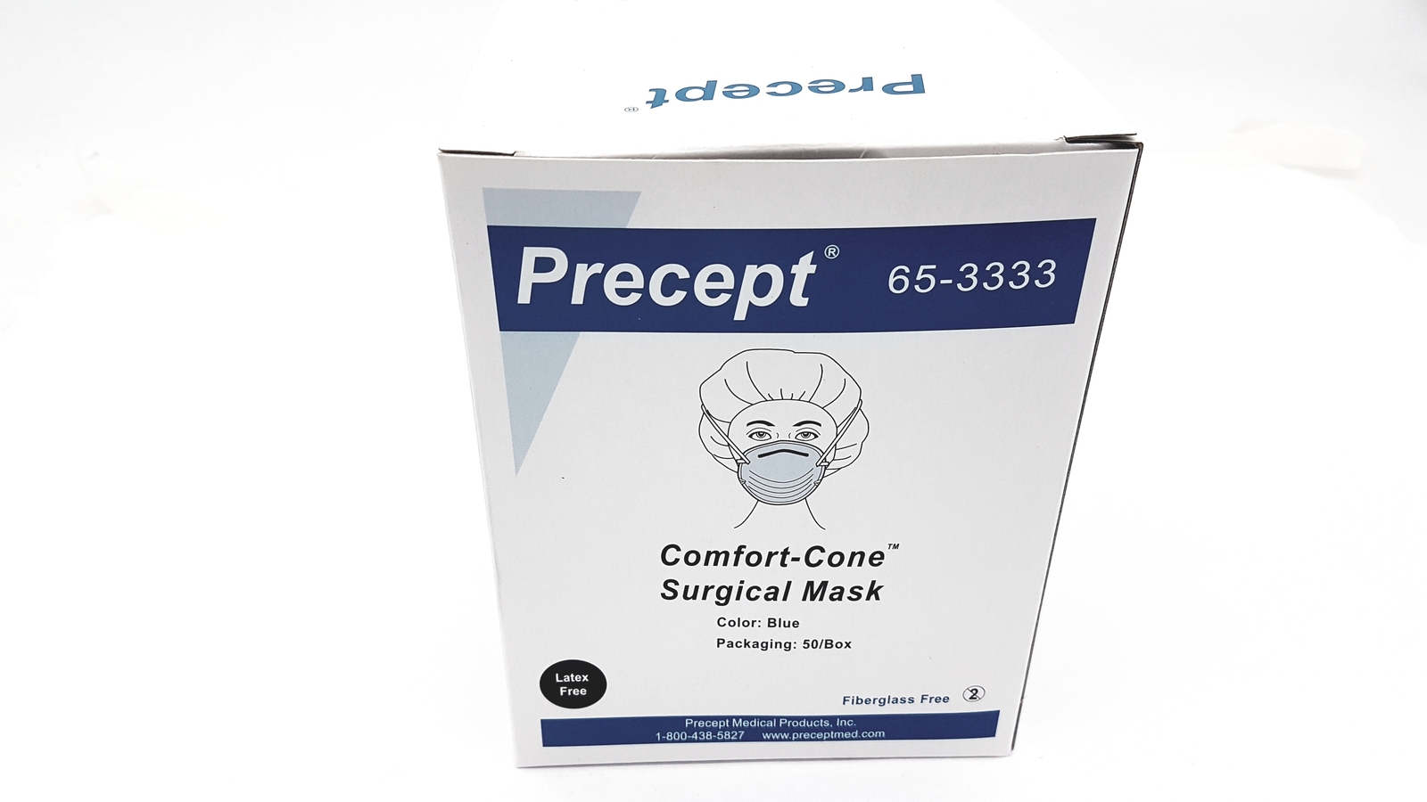 Precept 653333 Comfort Cone Molded Surgical Face Mask Blue 50/Box