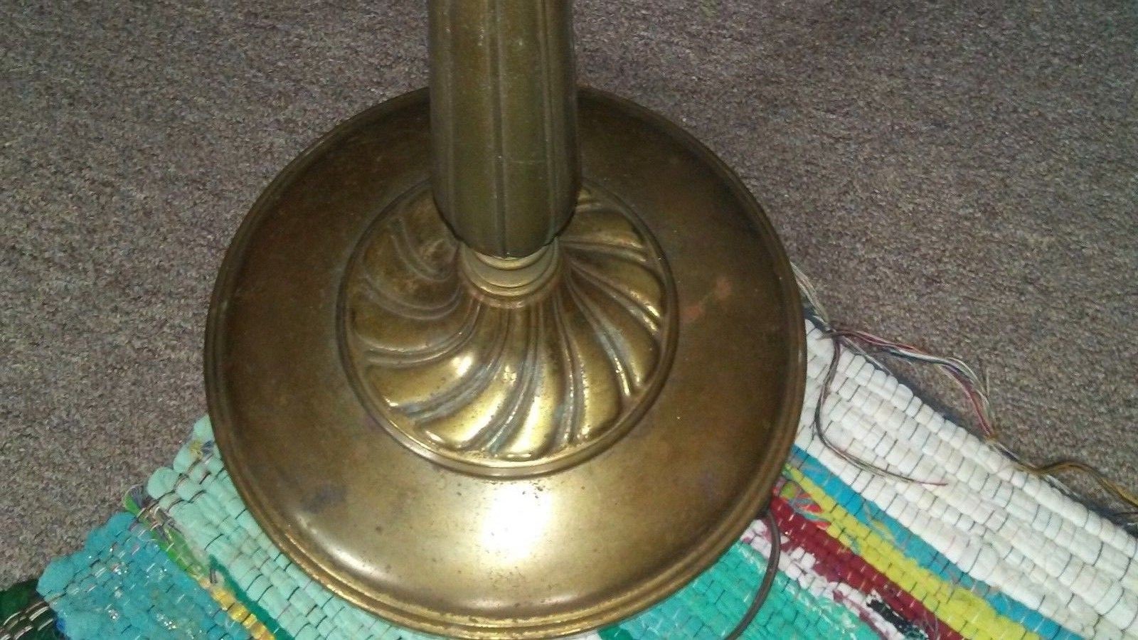 Vtg Heavy Brass Swing Arm Swivel Floor Lamp no shade Art Deco Read Light