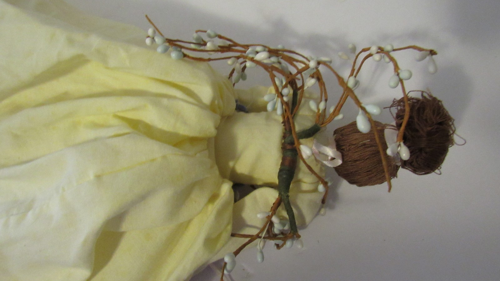 Vintage Ballerina Doll Yellow Dress Cloth Fabric Mache Slippers 22