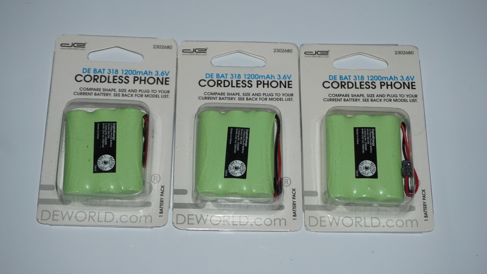 3-Pack AT&T 17 Replacement Batteries - 1200mAh Ni-MH Cordless Phone Batteries