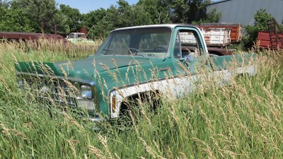 1980 Chevy C10 Square Body Diesel in field  | 24x36 inch POSTER | classic pickup