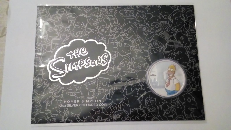 Tuvalu 50 Cents Homer Simpson 1/2 Oz 999,9% Argent 2020 ColorisÃ Vendu 2
