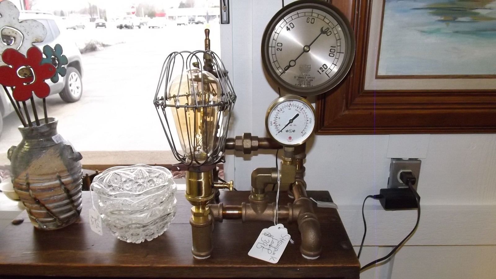 Steampunk Lamp - industrial brass mechanical lighting - custom built working