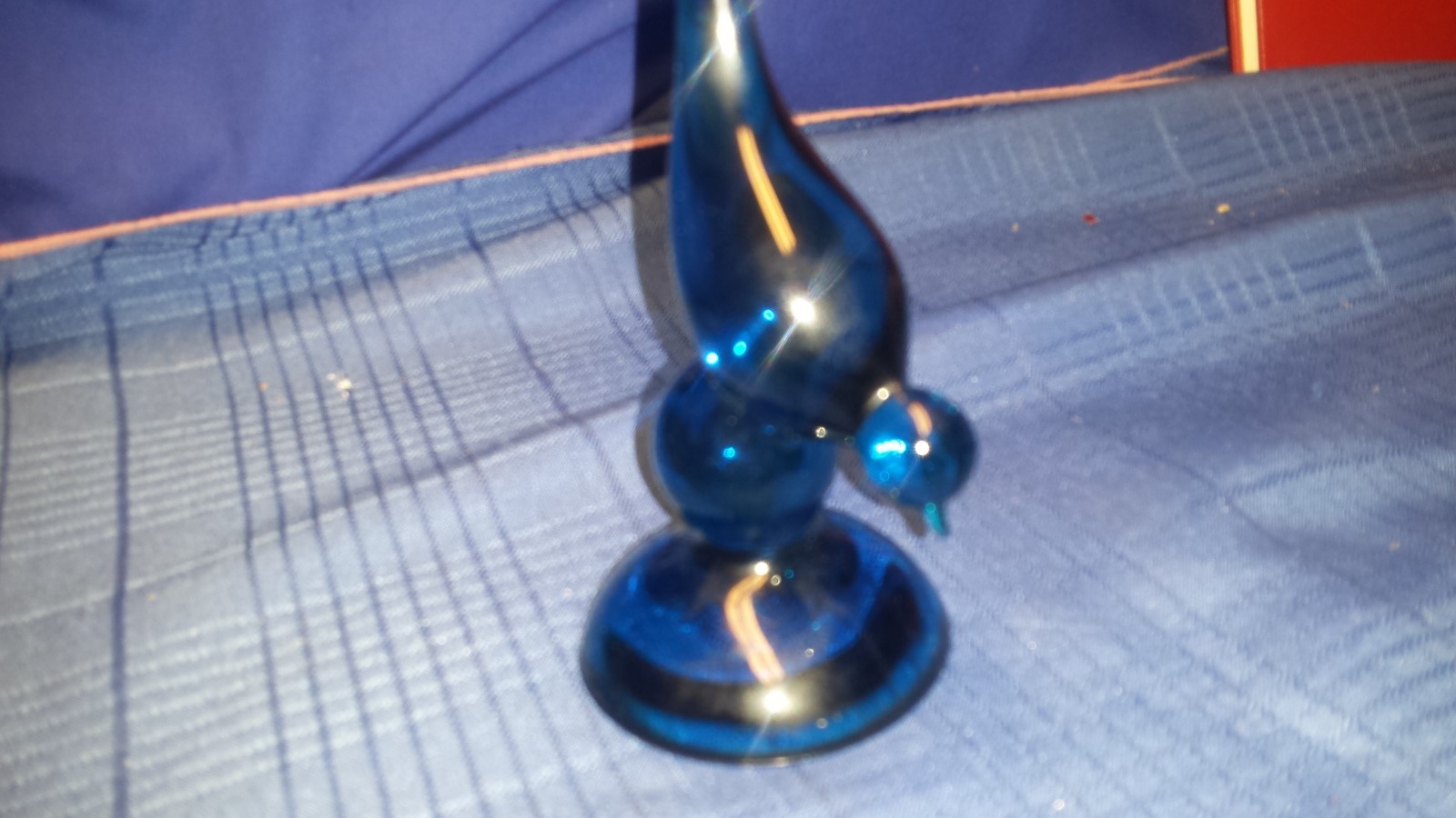 Viking Glass Hand Blown Bluenique Long Tail Bird  Epic Line Mid Century 10