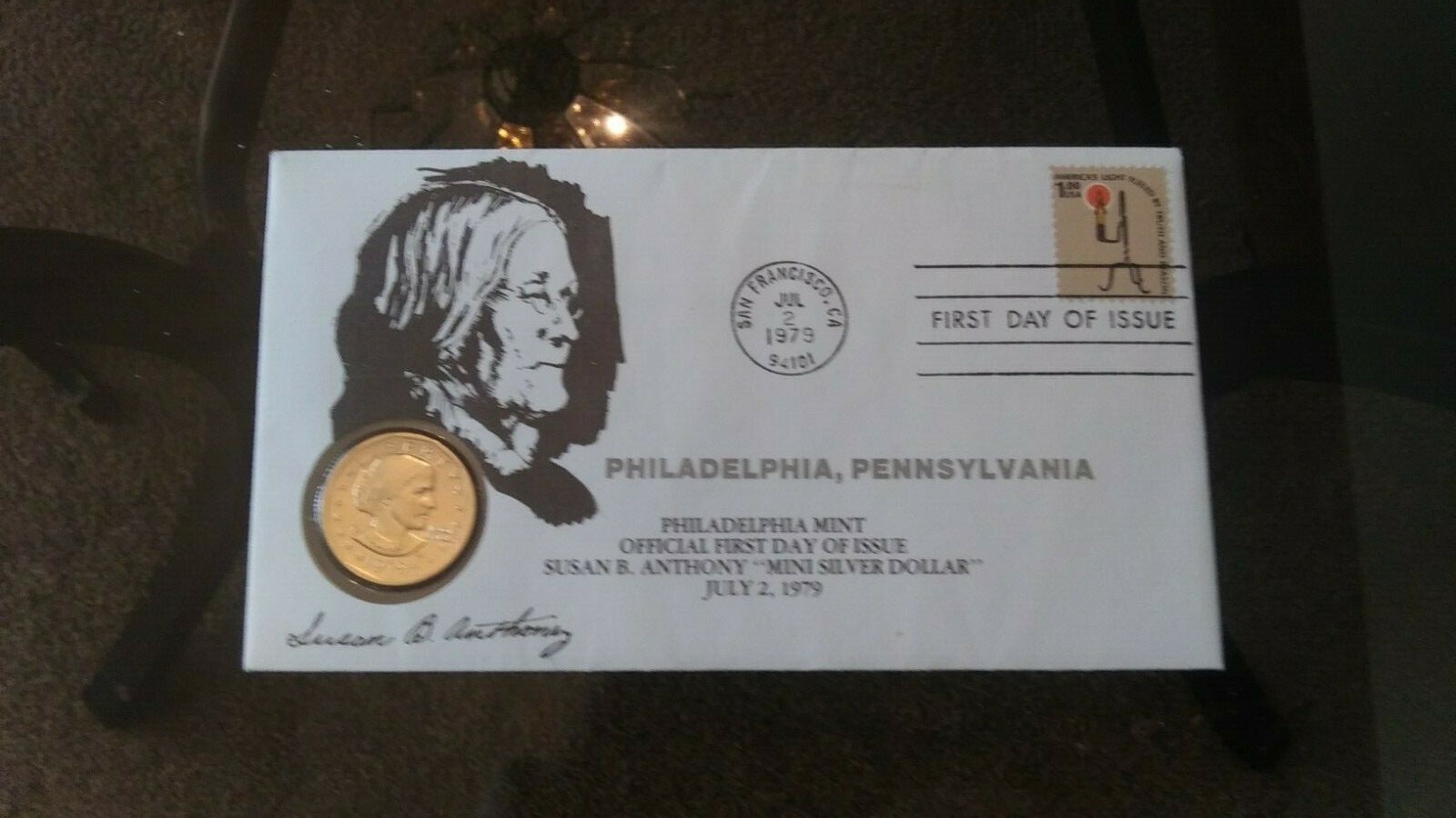 1st IS:SUE サイン OFFICIAL FIRST DAY OF ISSUE SUSAN B. ANTHONY SILVER DOLLAR