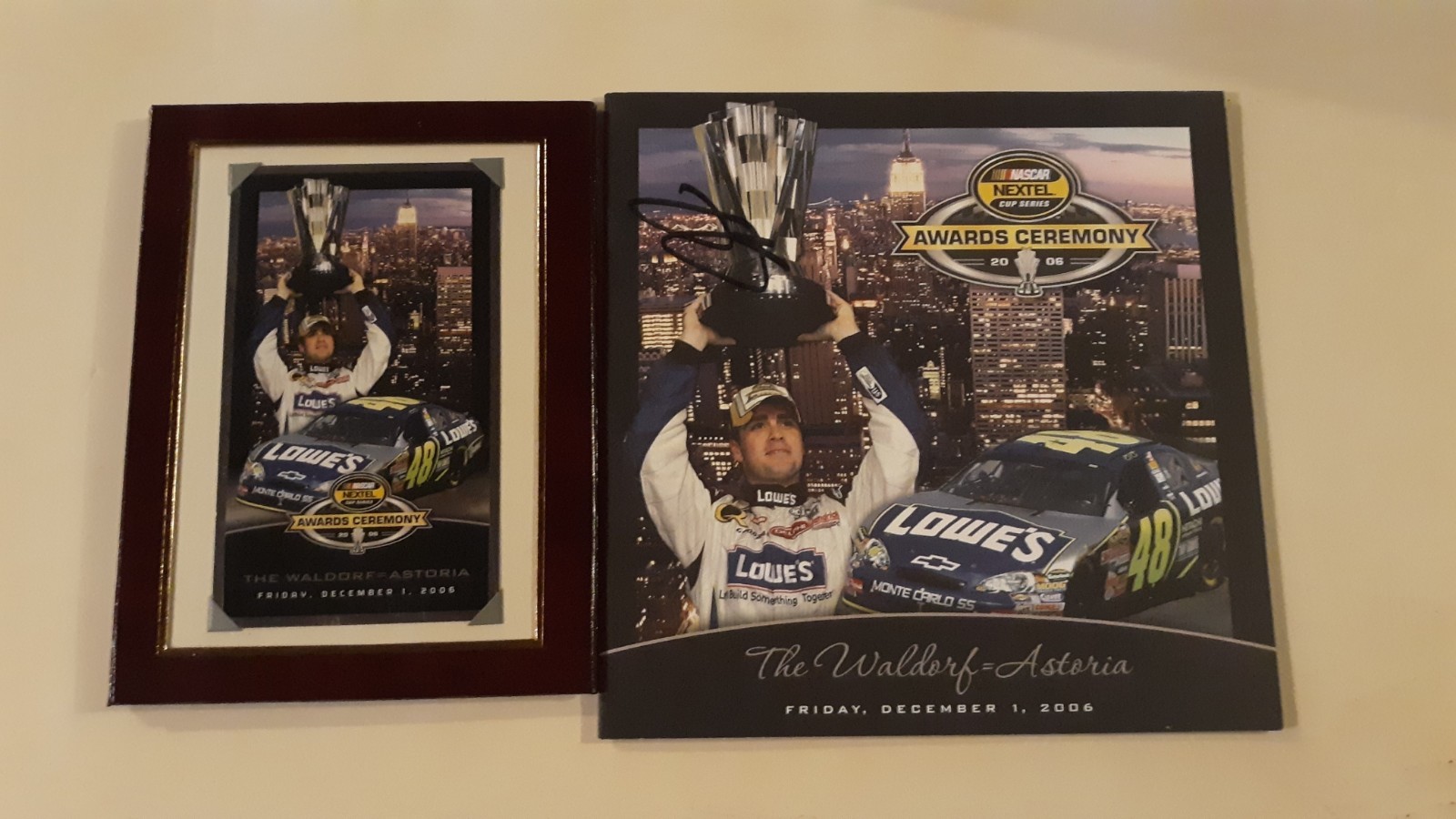 2006 AUTOGRAPHED JIMMIE JOHNSON CHAMPIONSHIP NASCAR AWARDS BANQUET PROGRAM