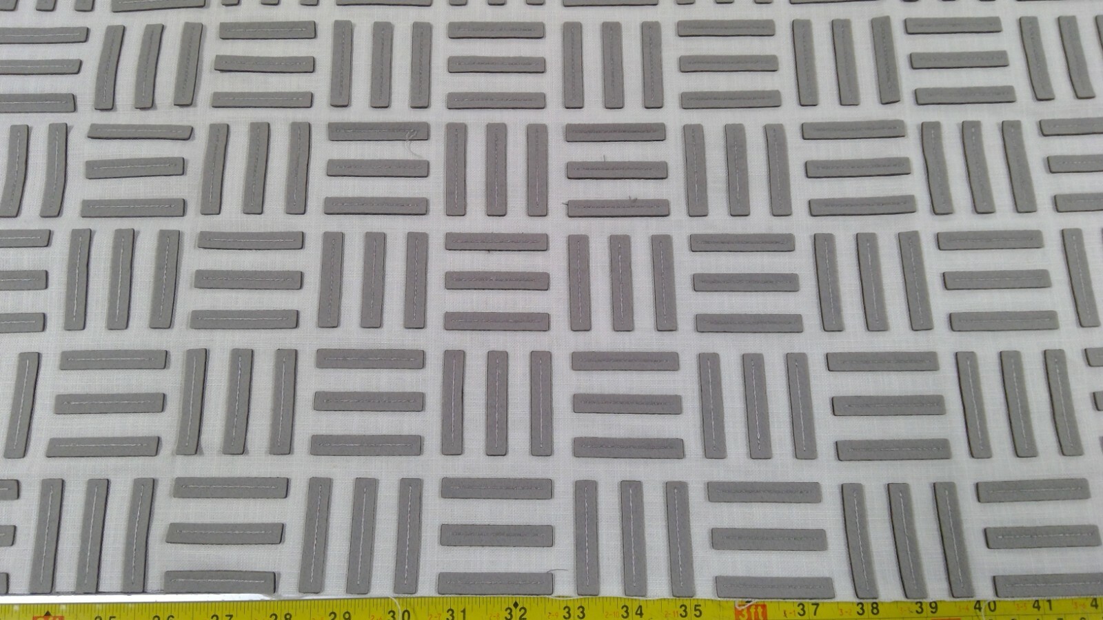 DESIGNER FABRIC - Linen with Leather Fabric - Ivory and Taupe