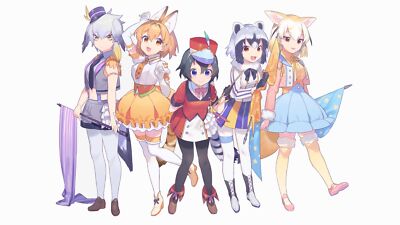 Anime girls simple background white kemono Playmat Game Mat Desk