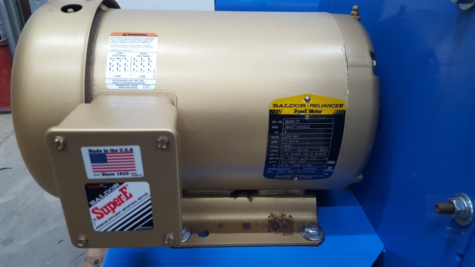 NEW Sterling 5 HP Plastics Material Blower 6005FD ARR 4 w/ 38