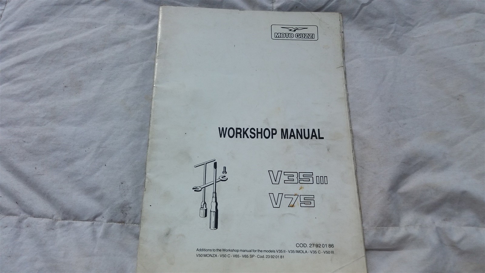 MOTO GUZZI V35 V75 FACTORY WORKSHOP MANUAL GENUINE OEM ERA PART OFF