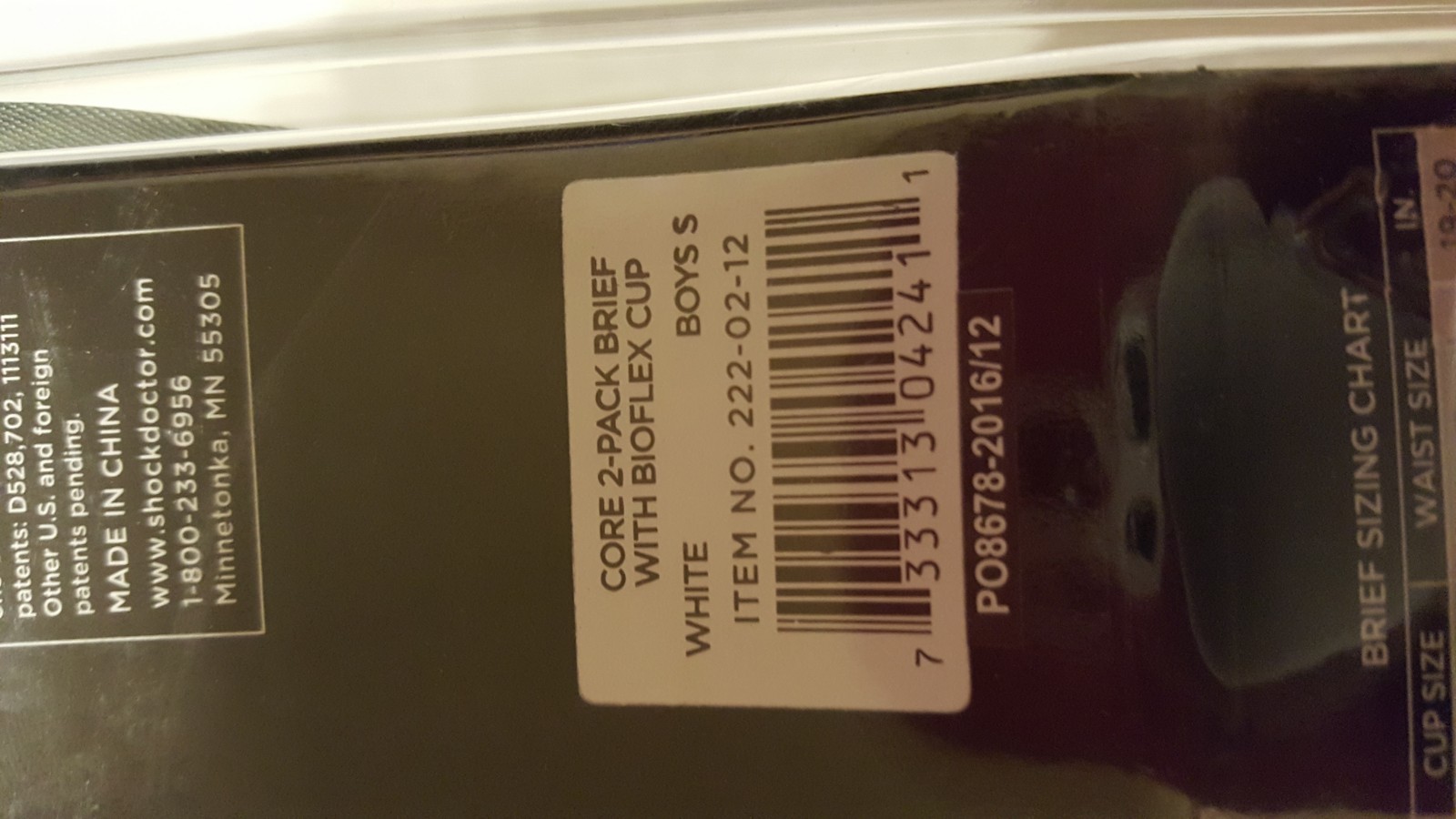 Shock Doctor Boys Core Brief (2 Pack) with Bio-Flex Cup Size Small 22-24 New