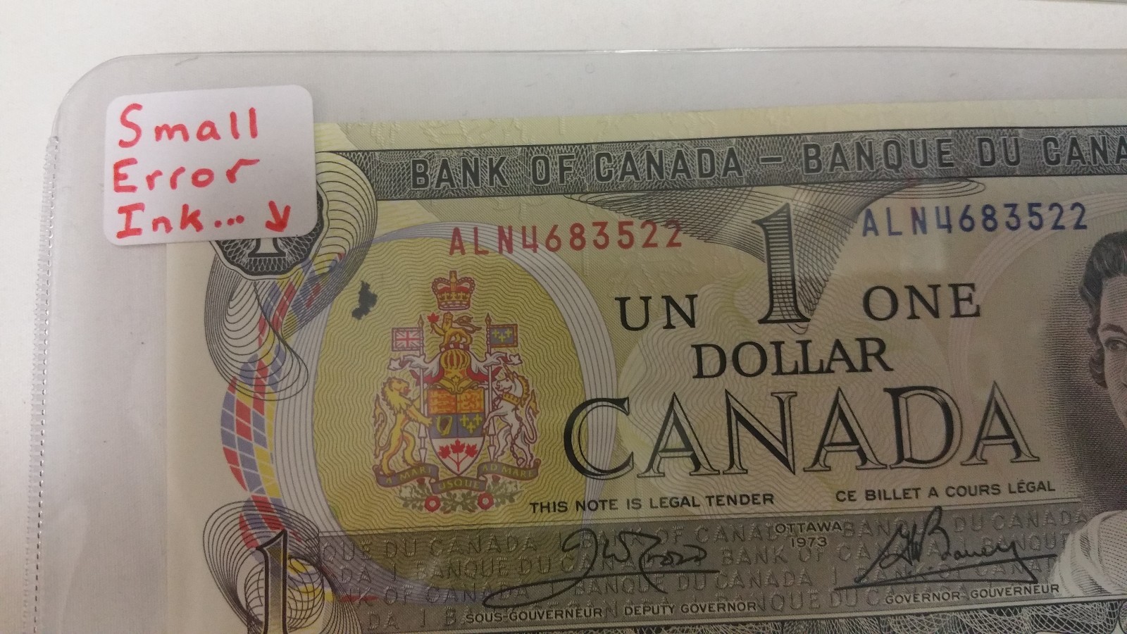 5 consecutive 1973 CANADA  1 DOLLAR BILLS NOTES NICE CRISP UNC prefix ALN