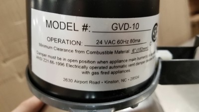 Field Controls GVD-10PL 10 In Pipe Size 24V Vent Damper