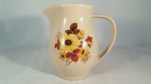 Vintage Hyalyn Vase 905 Tan With Flowers Mid Century Modern